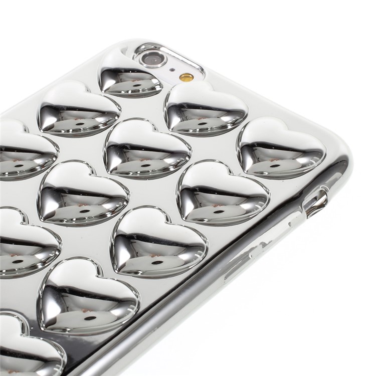 3D Love Hearts Electroplated TPU Case for iPhone 6s 6 - Silver-4