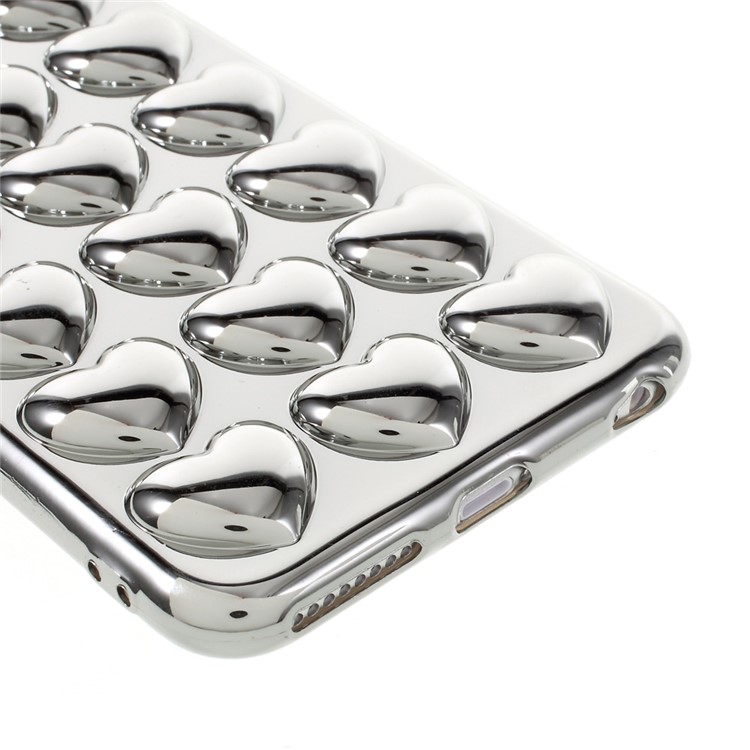 3D Love Hearts Electroplated TPU Case for iPhone 6s 6 - Silver-5
