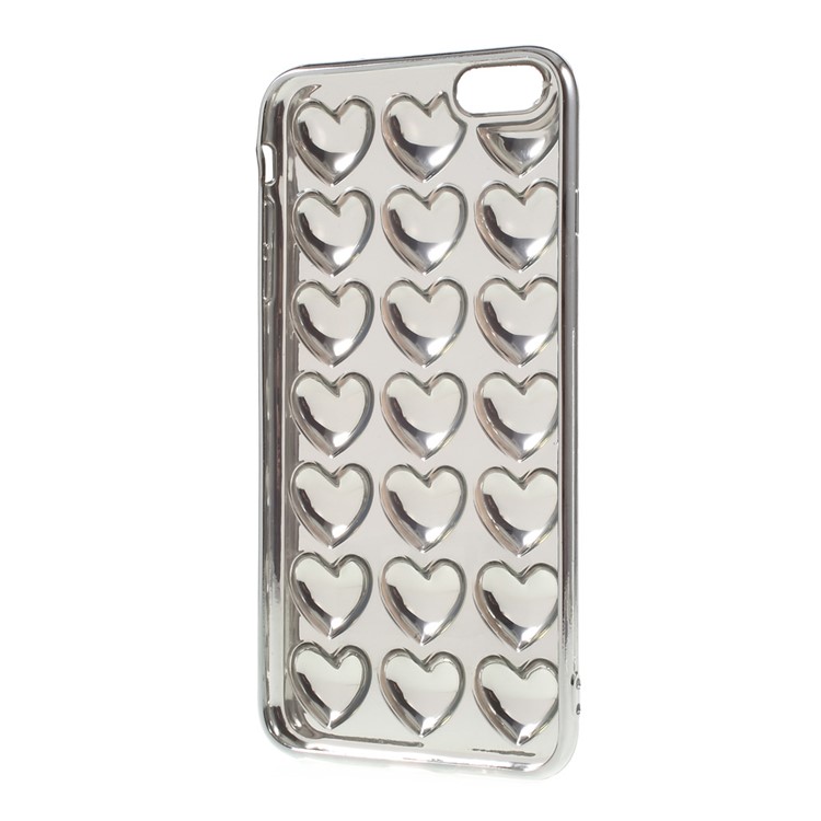 3D Love Hearts Electroplated TPU Case for iPhone 6s 6 - Silver-6