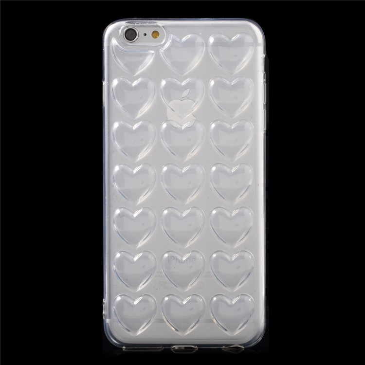 3D Love Hearts Jelly TPU Case for iPhone 6S 6 with Lanyard + Screen Protector - Transparent-2
