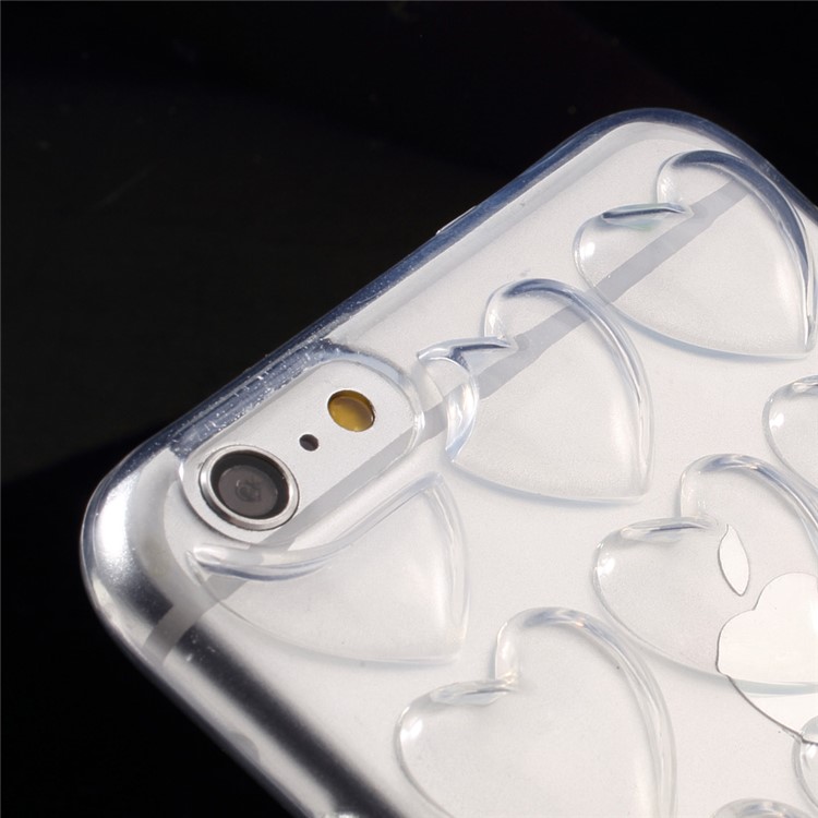 3D Love Hearts Jelly TPU Case for iPhone 6S 6 with Lanyard + Screen Protector - Transparent-4