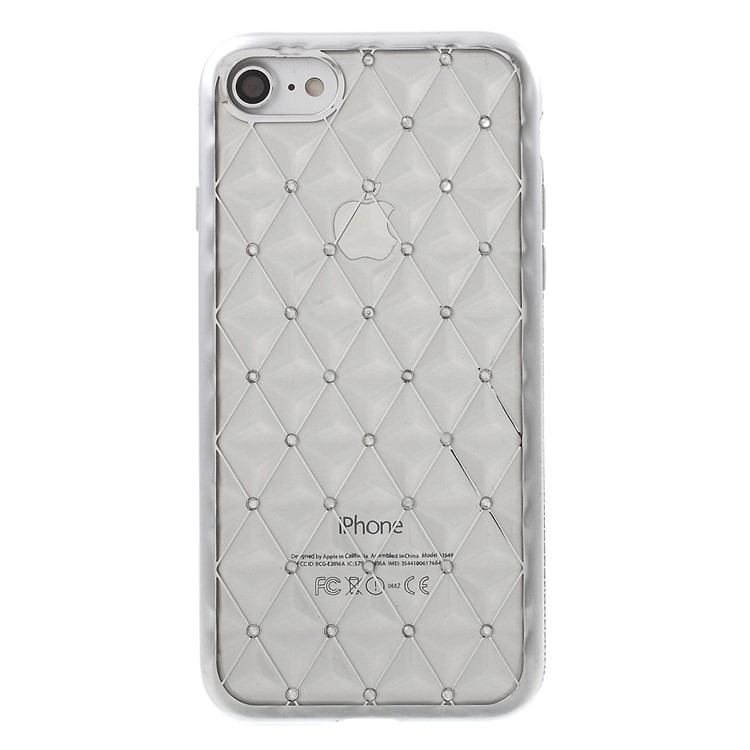 SHENGO Rhombic TPU Gel Case for iPhone 7 with Rhinestones - Silver-2