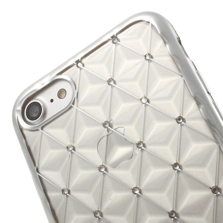 SHENGO Rhombic TPU Gel Case for iPhone 7 with Rhinestones - Silver-4