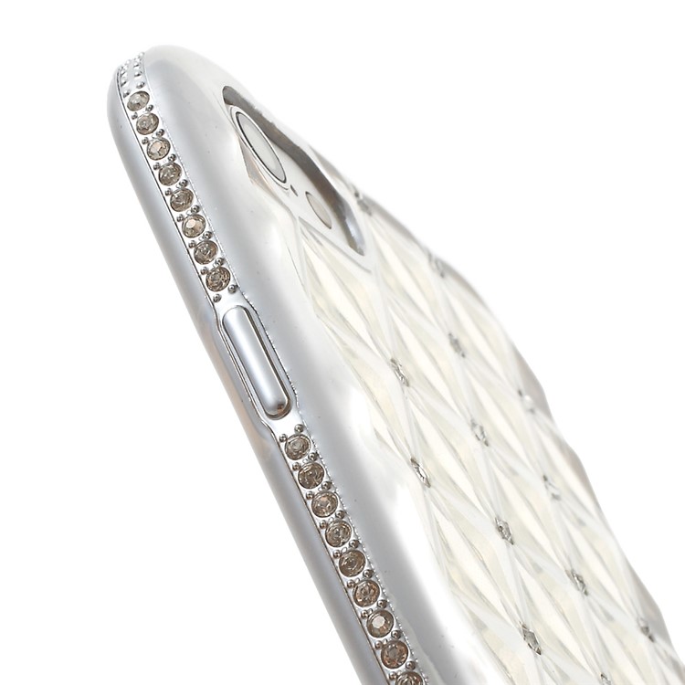 SHENGO Rhombic TPU Gel Case for iPhone 7 with Rhinestones - Silver-5