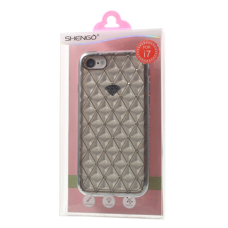 SHENGO Rhombic TPU Gel Case for iPhone 7 with Rhinestones - Silver-6