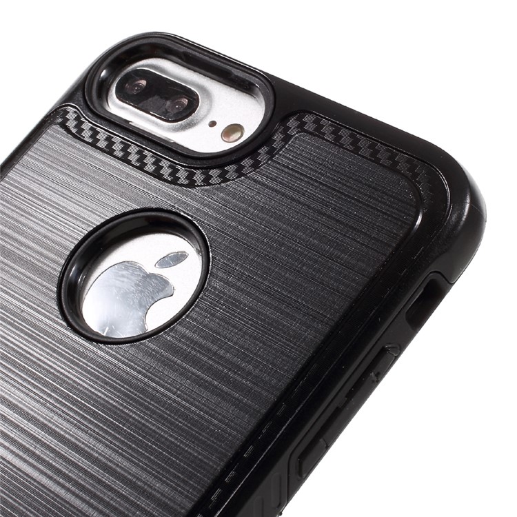 2-piece Brushed PC + TPU Hybrid Case for iPhone 7 Plus - Black-3