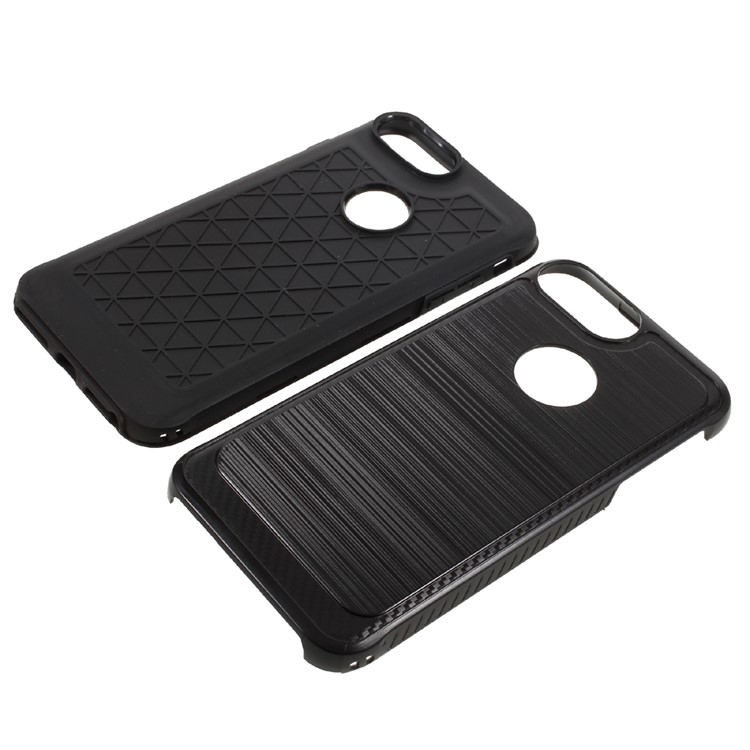 2-piece Brushed PC + TPU Hybrid Case for iPhone 7 Plus - Black-6