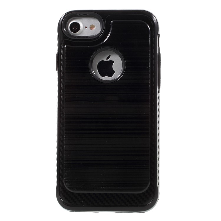 2-piece Brushed PC + TPU Hybrid Case for iPhone 7 4.7 inch - Black-2