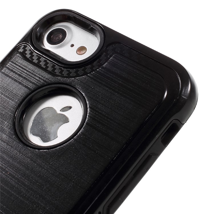 2-piece Brushed PC + TPU Hybrid Case for iPhone 7 4.7 inch - Black-3