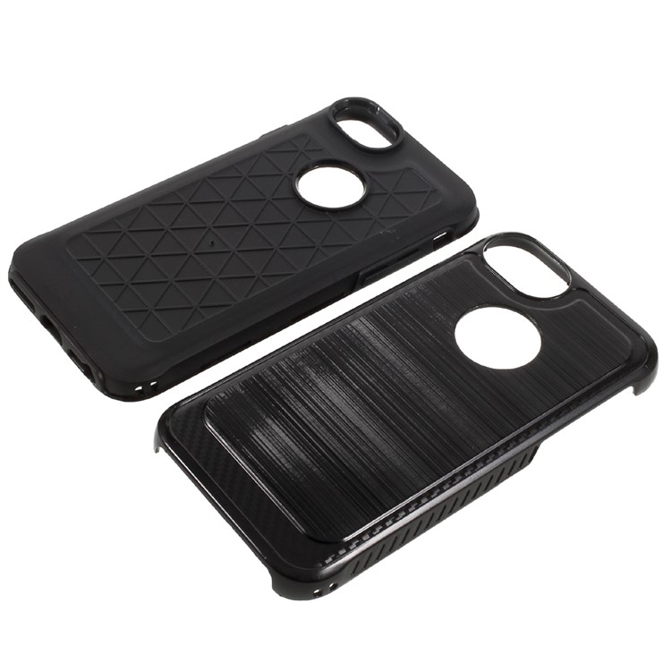 2-piece Brushed PC + TPU Hybrid Case for iPhone 7 4.7 inch - Black-6