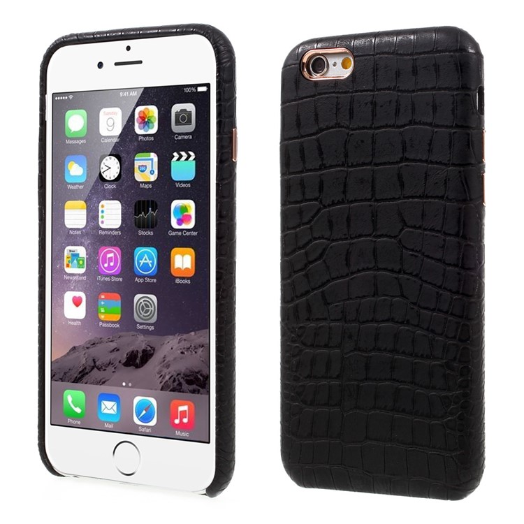 NEWELLYA Crocodile Texture Leather Coated PC Hard Case for iPhone 6S Plus / 6 Plus - Black-1