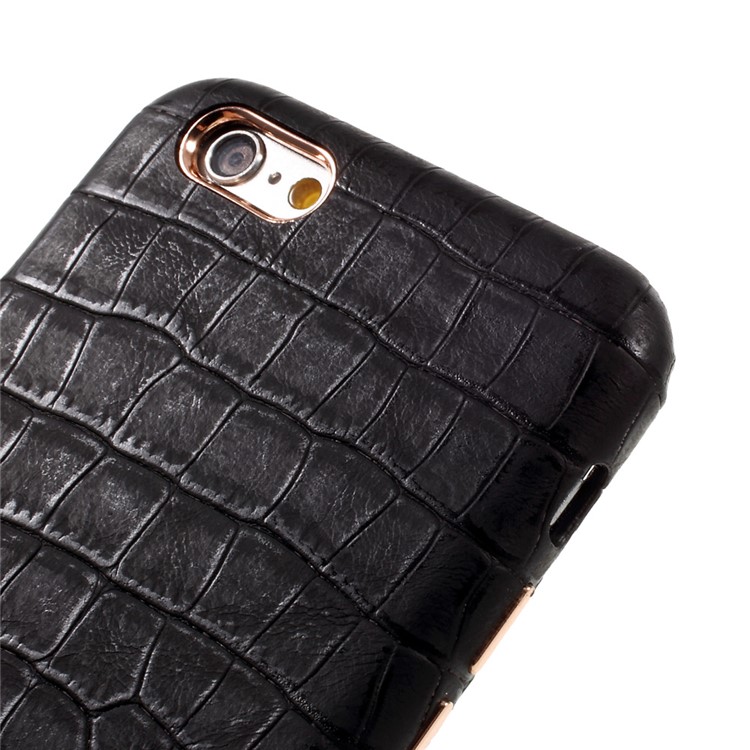NEWELLYA Crocodile Texture Leather Coated PC Hard Case for iPhone 6S Plus / 6 Plus - Black-3