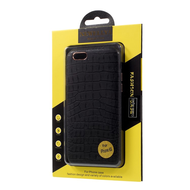 NEWELLYA Crocodile Texture Leather Coated PC Hard Case for iPhone 6S Plus / 6 Plus - Black-6