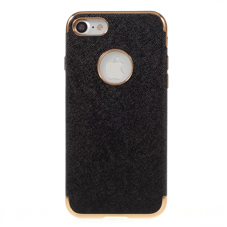NEWELLYA Plated Leather Coated TPU Case for iPhone 7 4.7 inch - Black-2