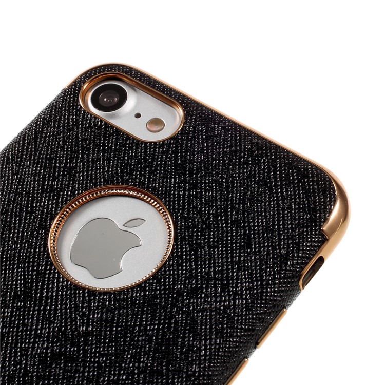 NEWELLYA Plated Leather Coated TPU Case for iPhone 7 4.7 inch - Black-3