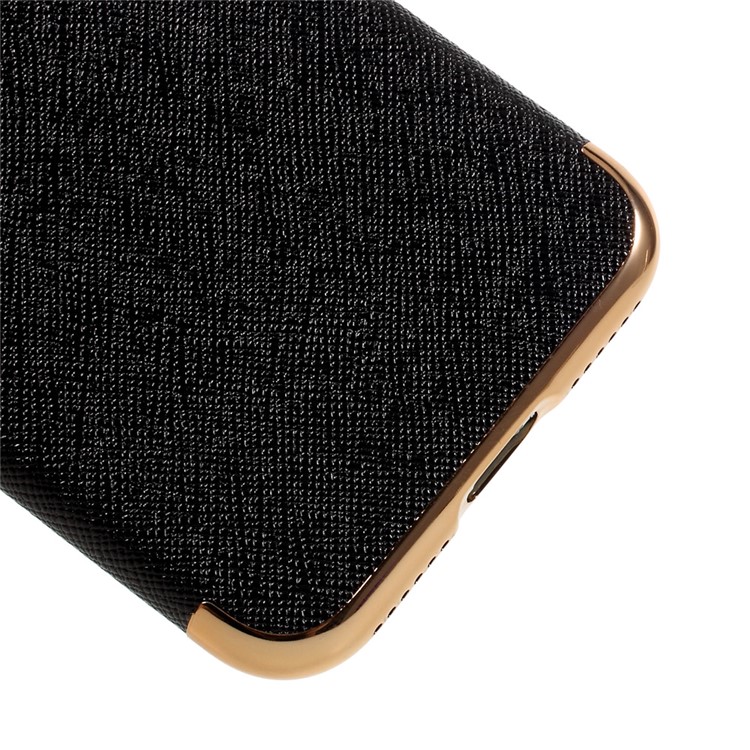 NEWELLYA Plated Leather Coated TPU Case for iPhone 7 4.7 inch - Black-4