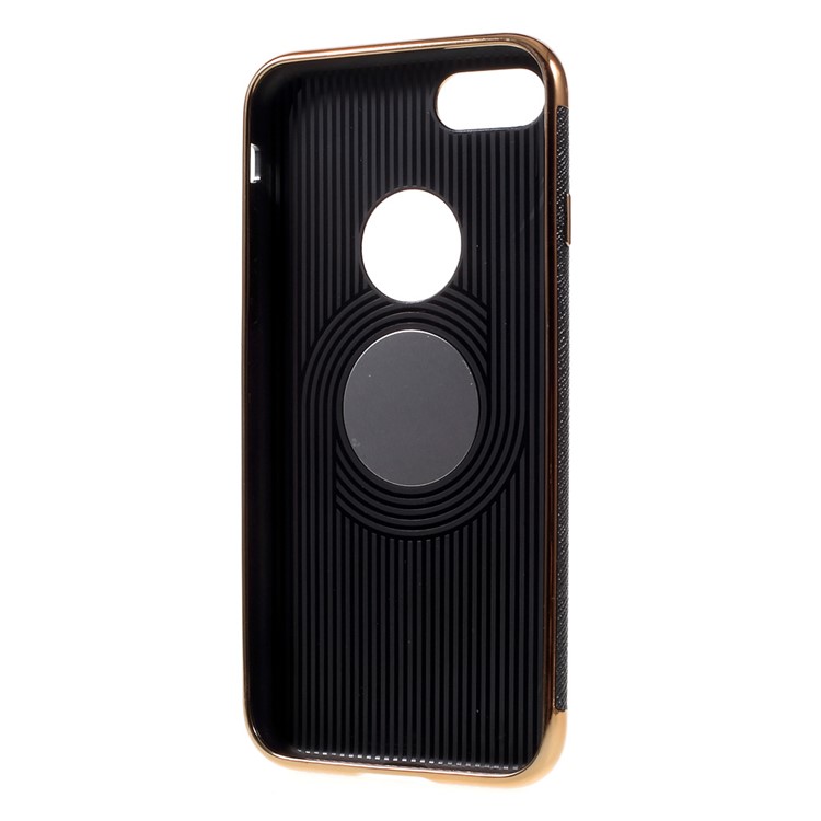 NEWELLYA Plated Leather Coated TPU Case for iPhone 7 4.7 inch - Black-5
