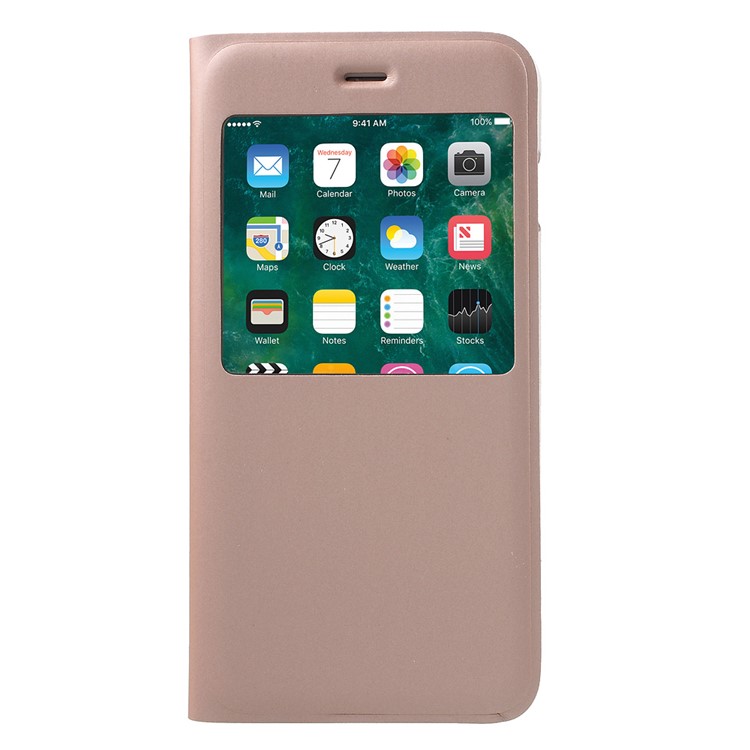 View Window Flip Leather Cover Case for iPhone 7 Plus - Rose Gold-2