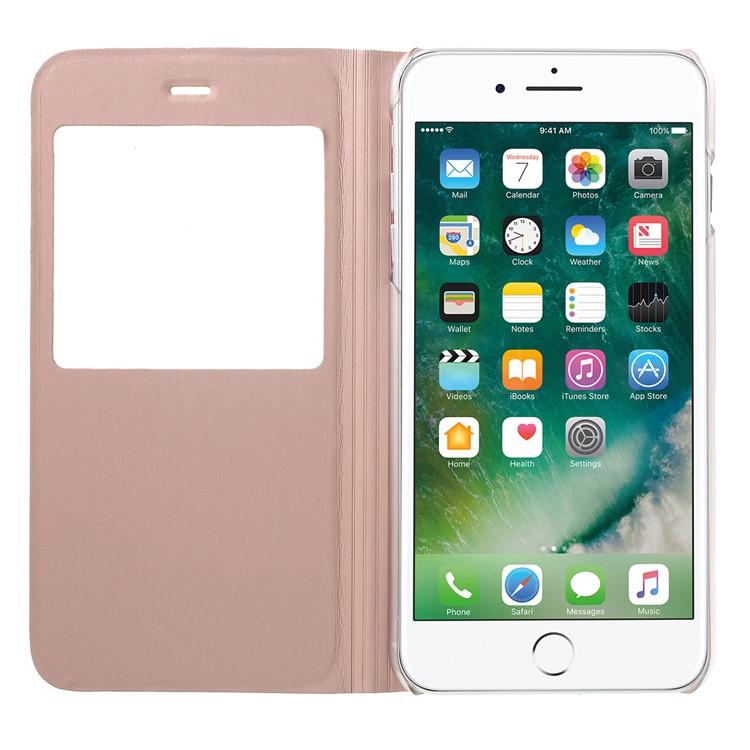 View Window Flip Leather Cover Case for iPhone 7 Plus - Rose Gold-3