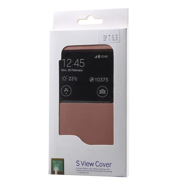 View Window Flip Leather Cover Case for iPhone 7 Plus - Rose Gold-7