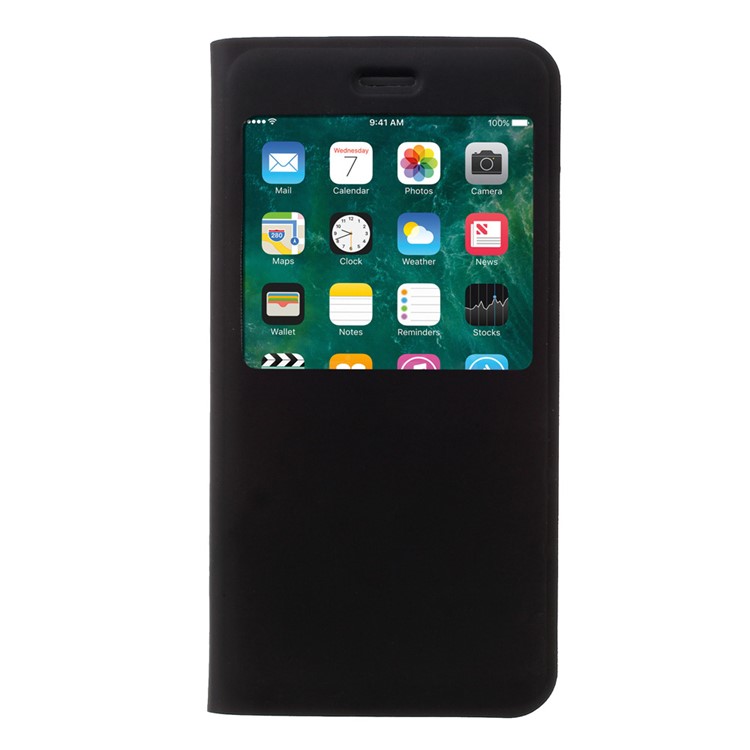 For iPhone 7 4.7 inch View Window Flip Leather Case - Black-3