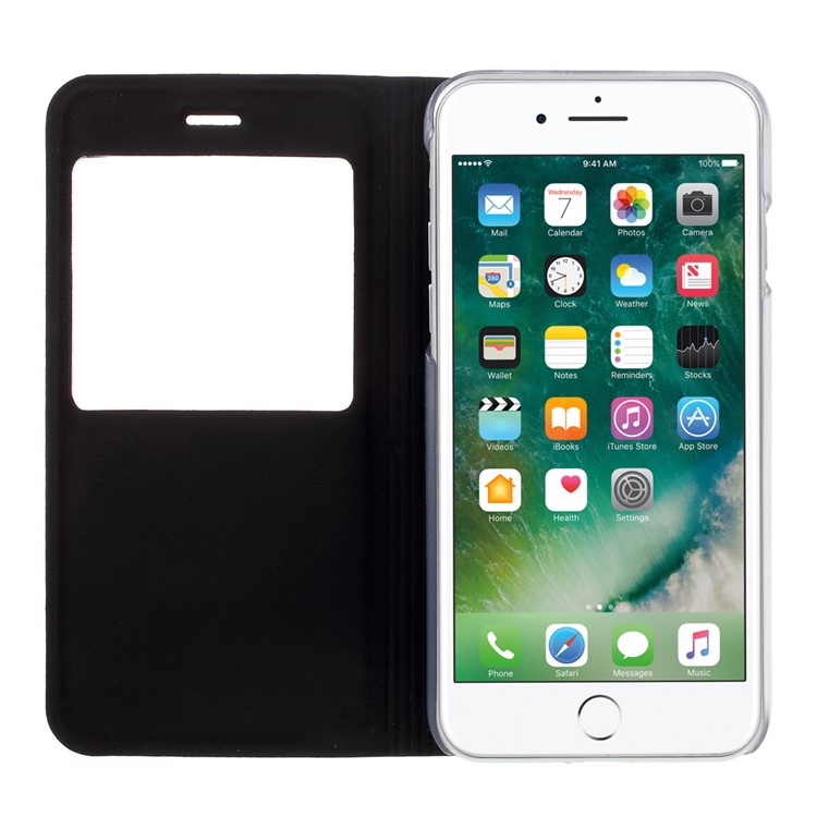 For iPhone 7 4.7 inch View Window Flip Leather Case - Black-7