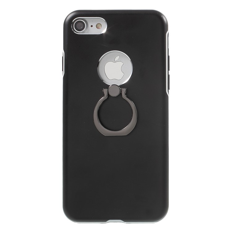 Finger Ring Grip Metal TPU Hybrid Case for iPhone 7 4.7 with Kickstand - Black-3