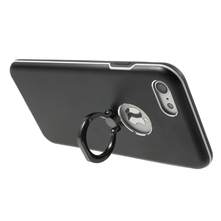 Finger Ring Grip Metal TPU Hybrid Case for iPhone 7 4.7 with Kickstand - Black-5