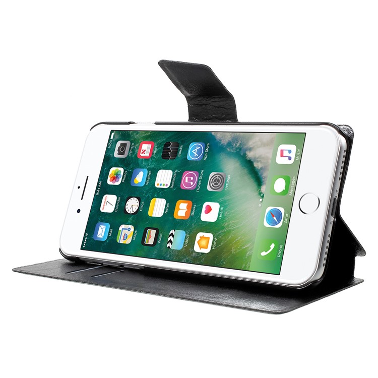 Crazy Horse Leather Stand Case for iPhone 7 - Black-3