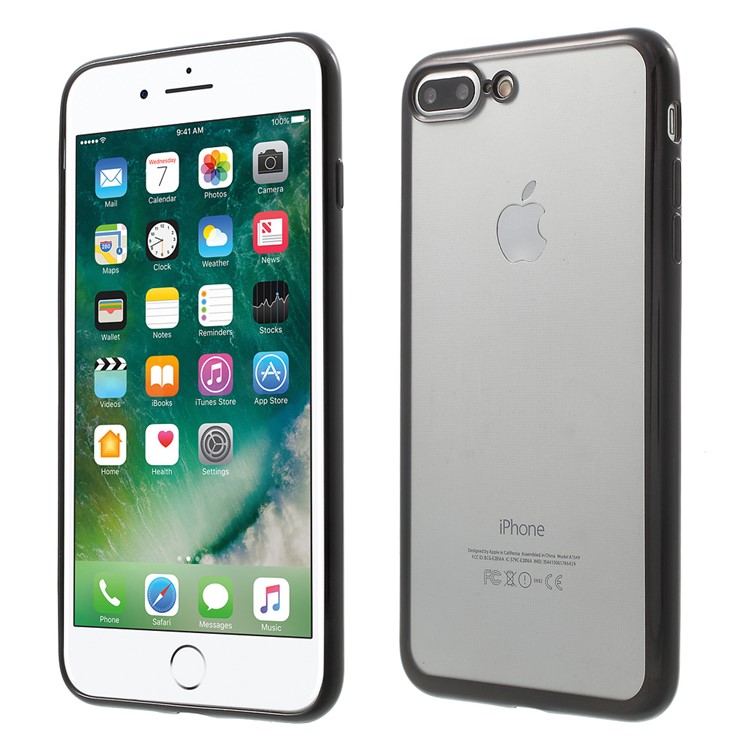 Electroplating Edge Clear TPU Cover for iPhone 7 Plus 5.5 Inch - Black-1