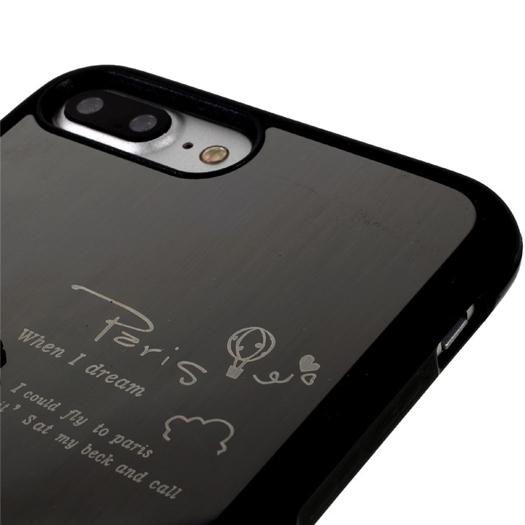 3D Eiffel Tower Aluminium Alloy Coated TPU Edges Hard PC Back Case for iPhone 7 4.7 inch - Black-4