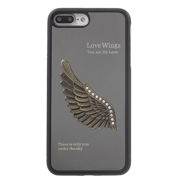 Diamond Decor 3D Wing Aluminium Alloy Coated TPU Edges Hard PC Case for iPhone 7 Plus 5.5 - Black-3