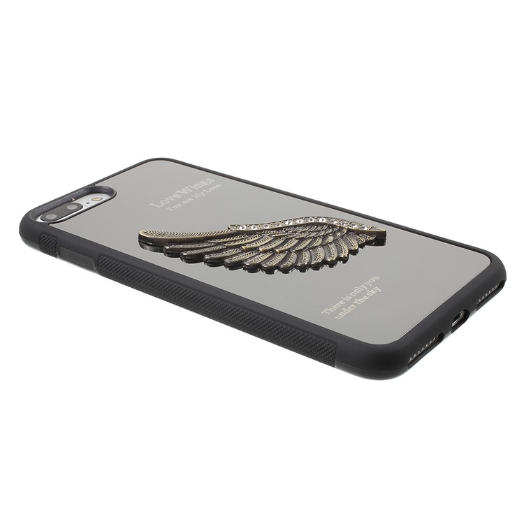 Diamond Decor 3D Wing Aluminium Alloy Coated TPU Edges Hard PC Case for iPhone 7 Plus 5.5 - Black-4