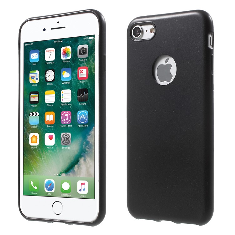 Rubberized Soft TPU Case for iPhone 7 4.7 - Black-1