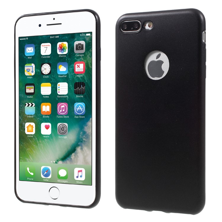 Fresh Color Thin Soft TPU Case Cover for iPhone 7 Plus 5.5 inch - Black-1