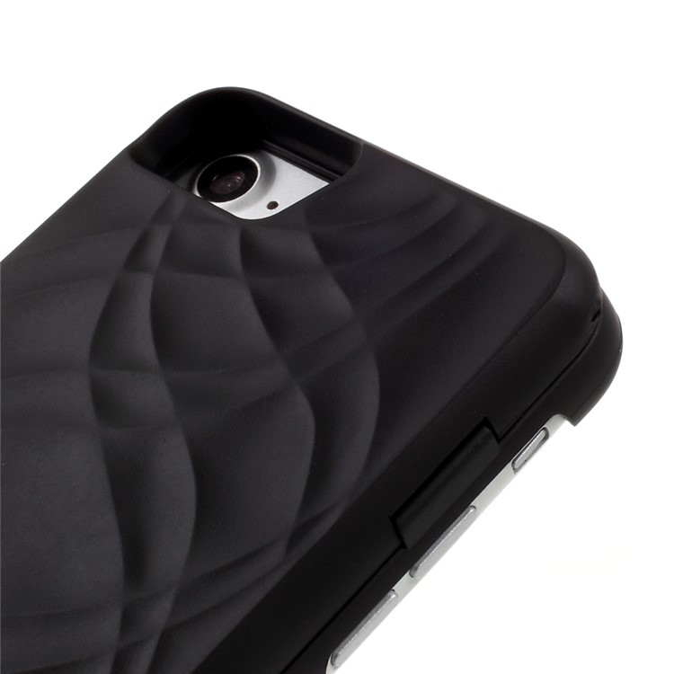 Streamline Pattern Mirror Plastic Kickstand Phone Case with Card Holder for iPhone 7 4.7 - Black-5