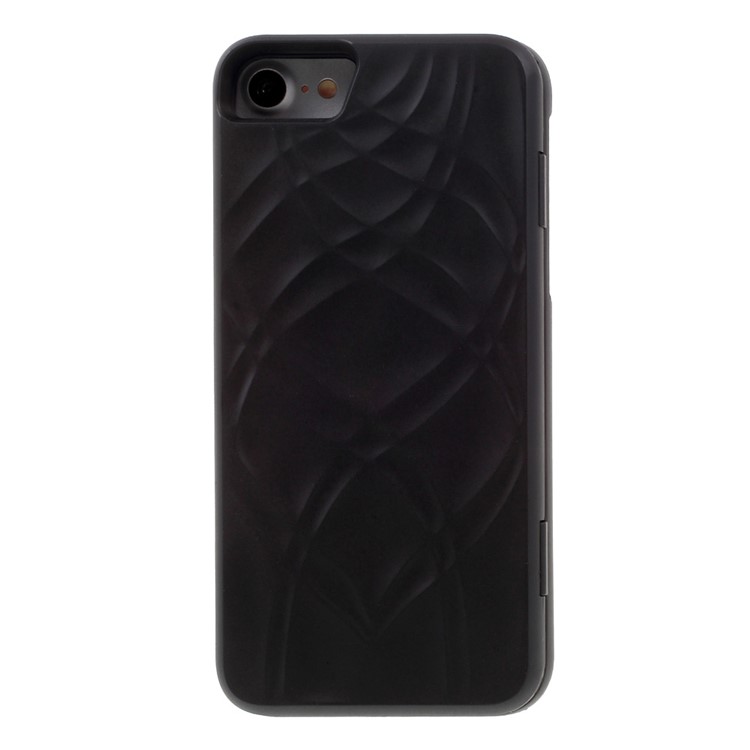 Streamline Pattern Mirror Plastic Kickstand Phone Case with Card Holder for iPhone 7 4.7 - Black-9
