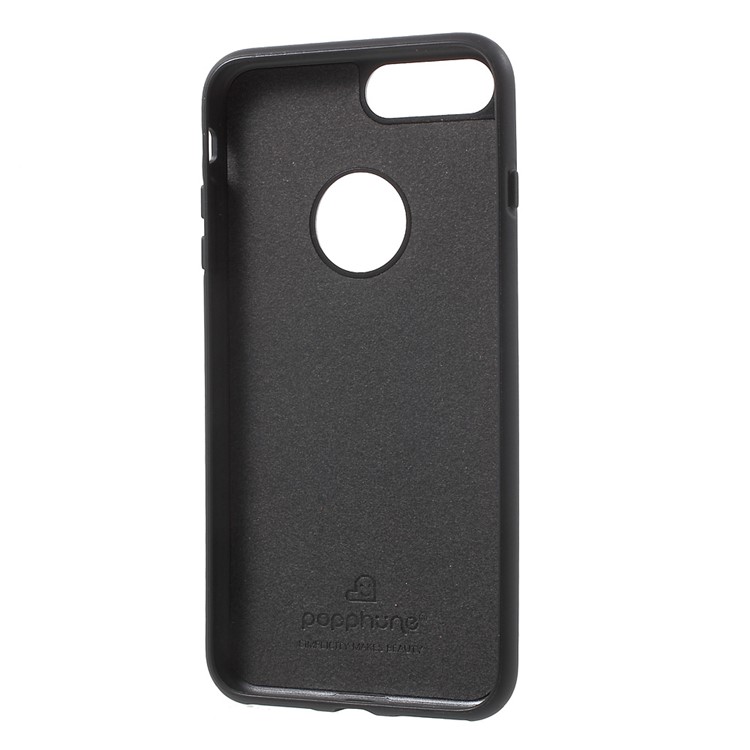 POPPHONE for iPhone 7 Plus Brent Series Leather Coated PC TPU Hybrid Case with Kickstand - Black-4
