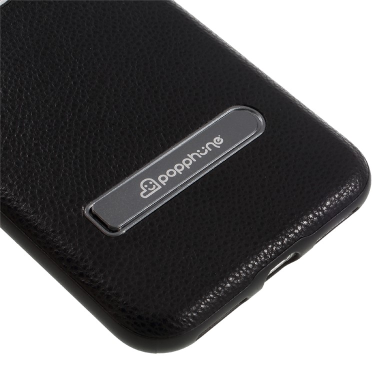 POPPHONE Brent Series Leather Coated PC TPU Hybrid Case for iPhone 7 with Kickstand - Black-7