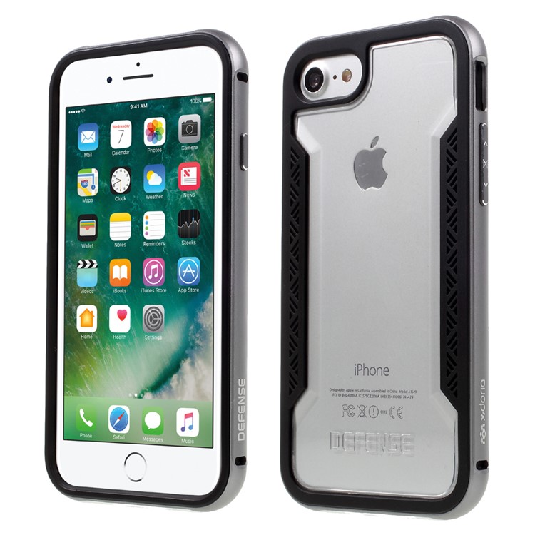 X-DORIA Defense Shield Series for iPhone 7 Metal Bumper + PC + TPU Hybrid Protective Case - Black-1