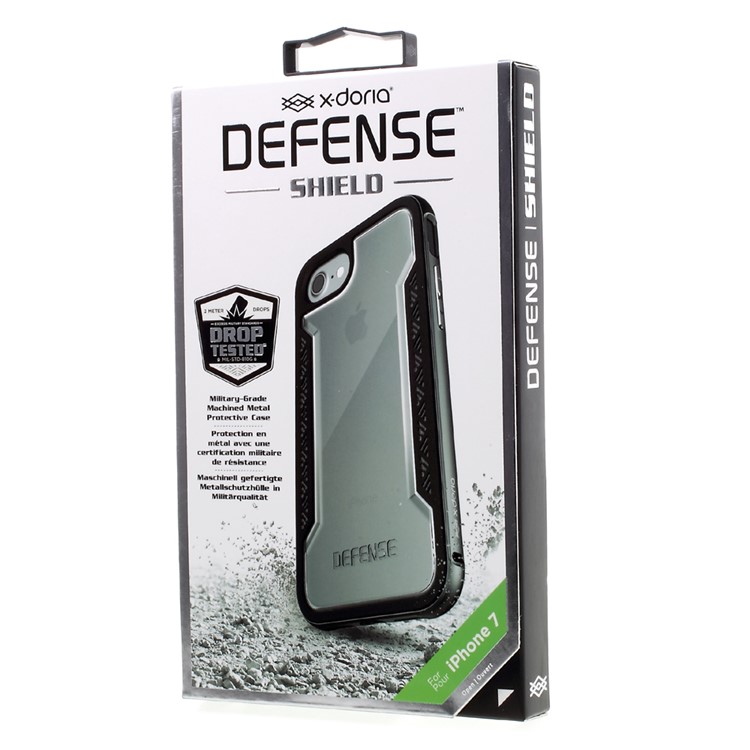 X-DORIA Defense Shield Series for iPhone 7 Metal Bumper + PC + TPU Hybrid Protective Case - Black-8