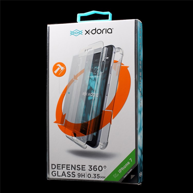 X-DORIA Defense Glass 360 Clear Hard Case for iPhone 7 + Tempered Glass Screen Protector - Transparent-8