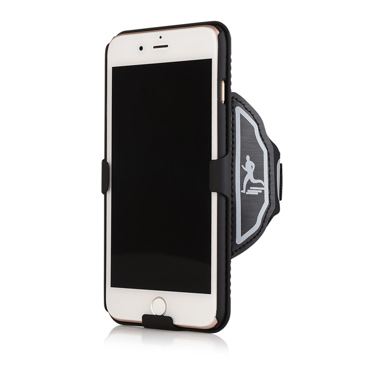 Stripes Pattern PC + Silicone Combo Case with Wrist Band for iPhone 7 Plus - Black-4