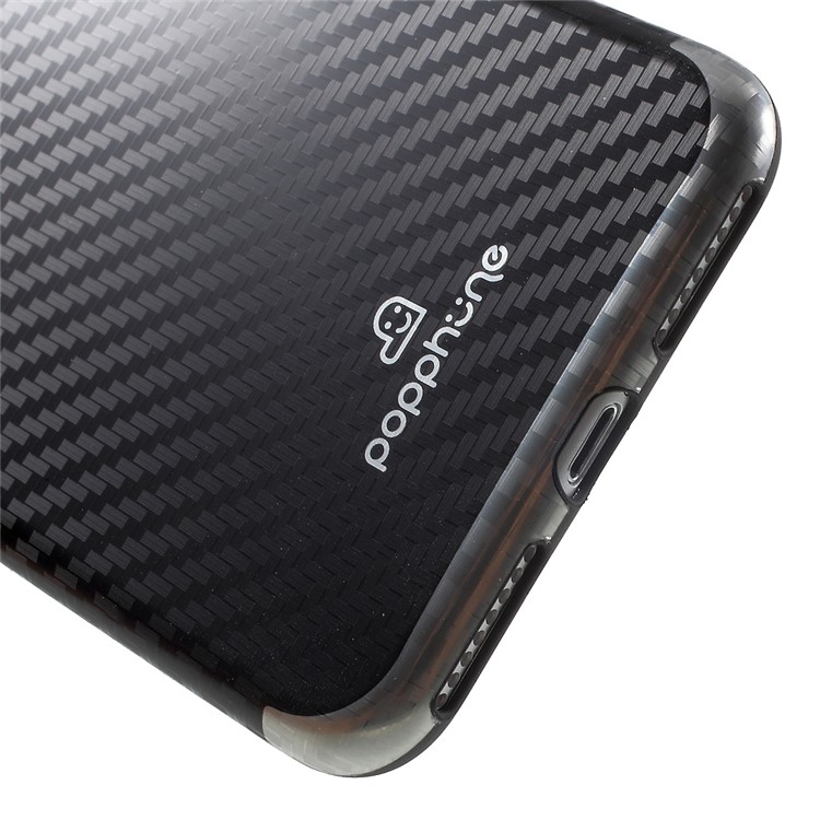 POPPHONE Plating TPU Case for iPhone 7 Plus 5.5 Inch with Carbon Fiber Texture - Black-4