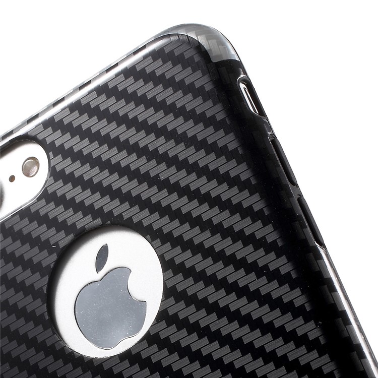 POPPHONE Plating TPU Case for iPhone 7 Plus 5.5 Inch with Carbon Fiber Texture - Black-5