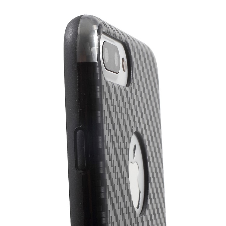 POPPHONE Plating TPU Case for iPhone 7 Plus 5.5 Inch with Carbon Fiber Texture - Black-6