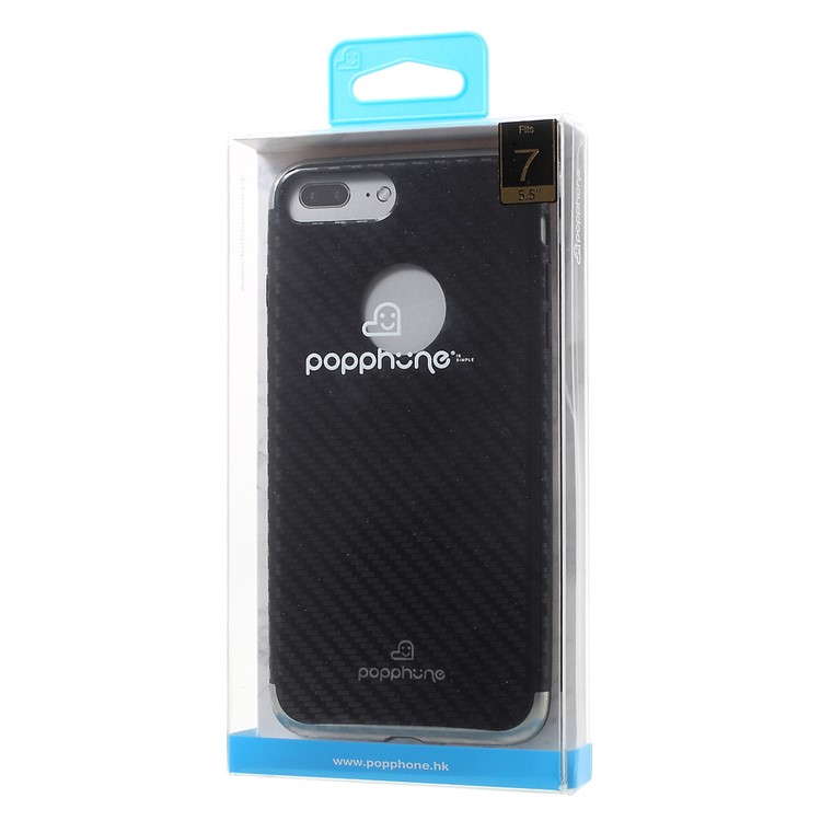 POPPHONE Plating TPU Case for iPhone 7 Plus 5.5 Inch with Carbon Fiber Texture - Black-7