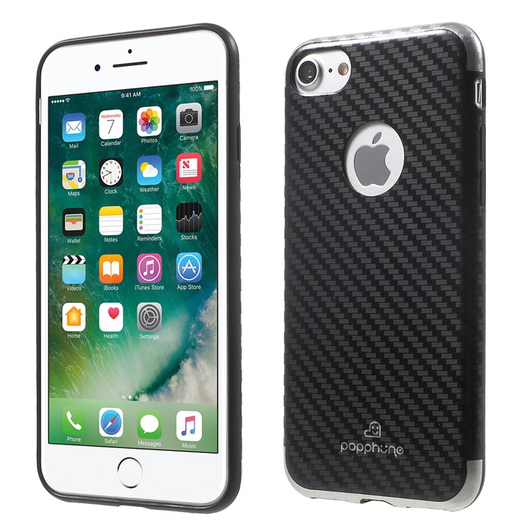POPPHONE Plating TPU Case for iPhone 7 4.7 Inch - Black-1