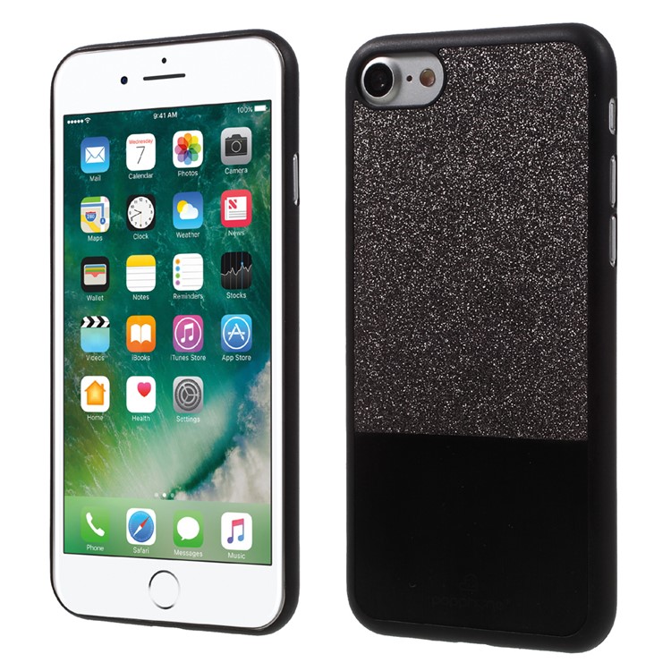 POPPHONE Lucoco Series for iPhone 7 Leather Coated Plastic Case - Black-1