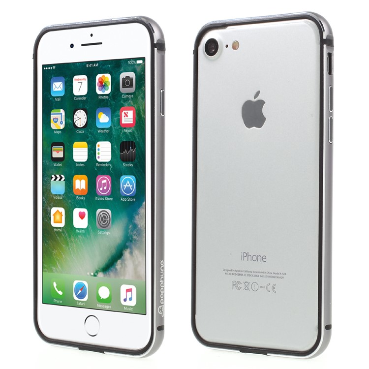 POPPHONE Austin Series Case for iPhone 7 Aluminum Alloy Bumper Cover - Iron Gray-1